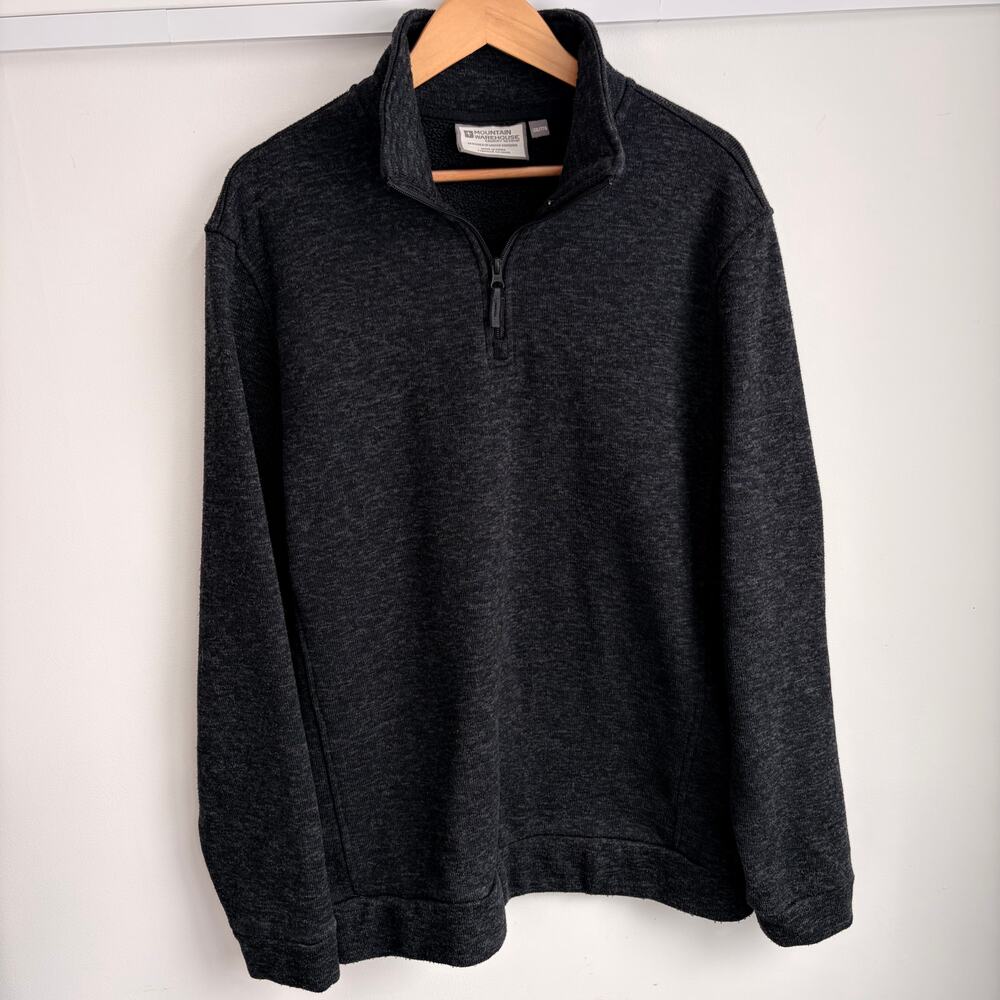 Mountain‎ Warehouse Men's XXL Dark Gray Fleece Pullover Quarter Zip Sweater 2XL